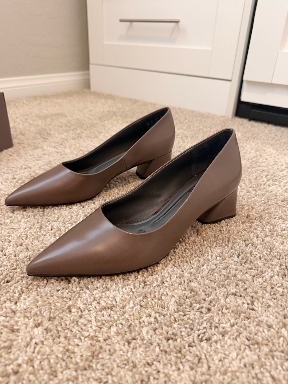 Franco Sarto Brown Pointed Toe Block Heel Pumps